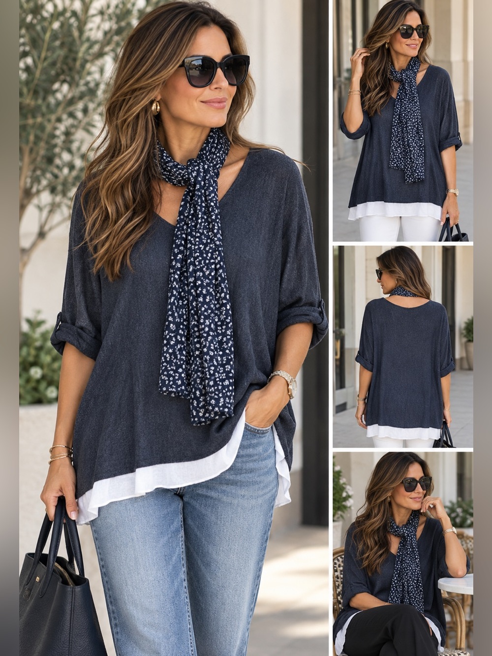 Made in Italy 🇮🇹 – Layered Scarf Tunic Top set